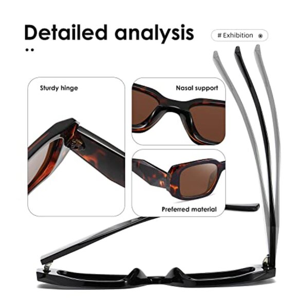 Rectangle Sunglasses UV400 Metal Frame Vintage Retro Unisex main image 7